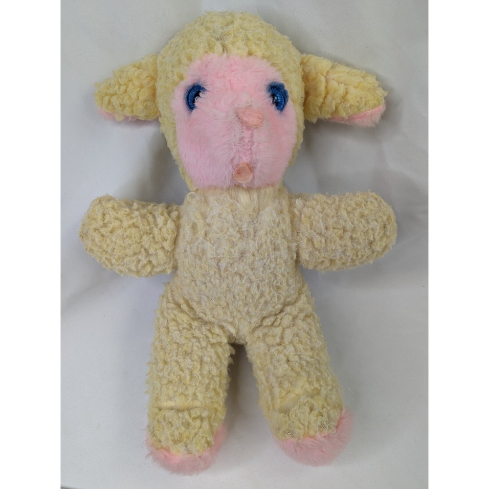 Animal Toys Plus Lamb Sheep Plush 13 Inch Cream Blue Eyes Stuffed Animal Toy
